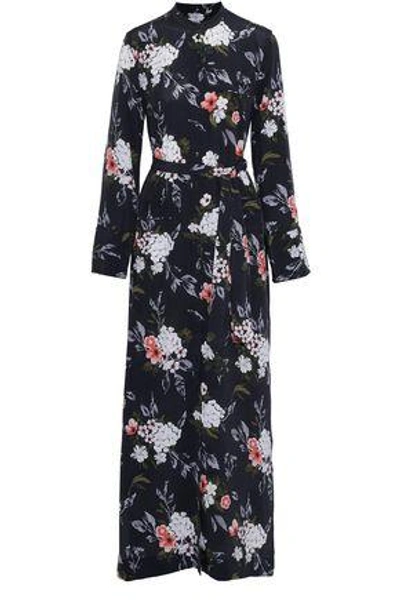 Shop Equipment Woman Britten Floral-print Washed-silk Maxi Dress Charcoal