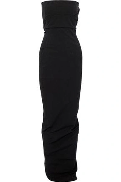 Shop Rick Owens Strapless Cotton-blend Terry Maxi Dress In Black