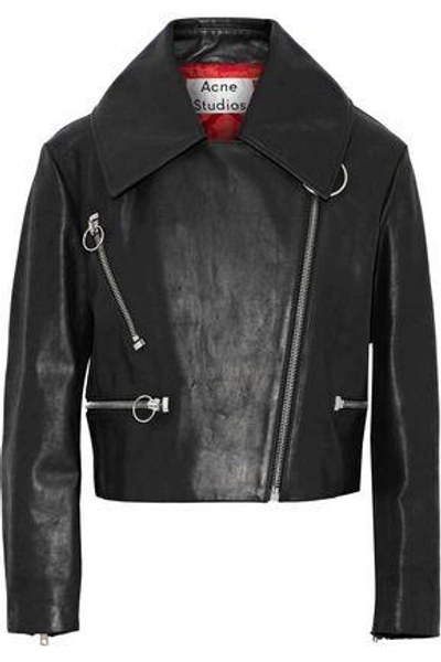 Shop Acne Studios Woman Meyer Brushed-leather Biker Jacket Black