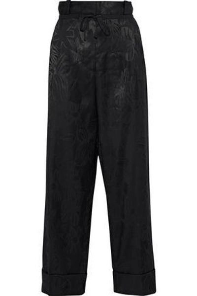 Shop Acne Studios Tien Wo Jacquard-twill Straight-leg Pants In Black