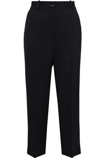 Shop Acne Studios Woman Imber Fluid Cropped Crepe Tapered Pants Black