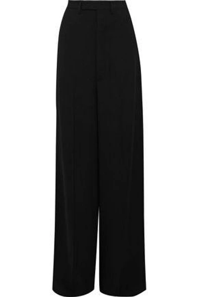 Shop Rick Owens Woman Firbanks Wool-blend Crepe Wide-leg Pants Black