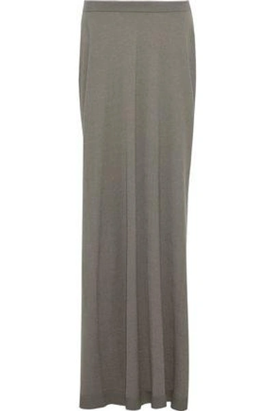 Shop Rick Owens Woman Asymmetric Cashmere-blend Maxi Skirt Grey Green