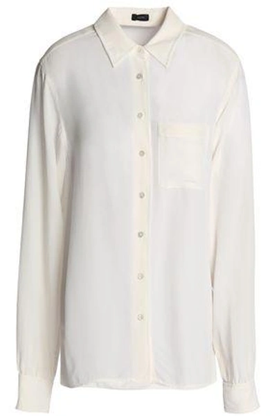 Shop Joseph Woman Washed-silk Shirt Off-white