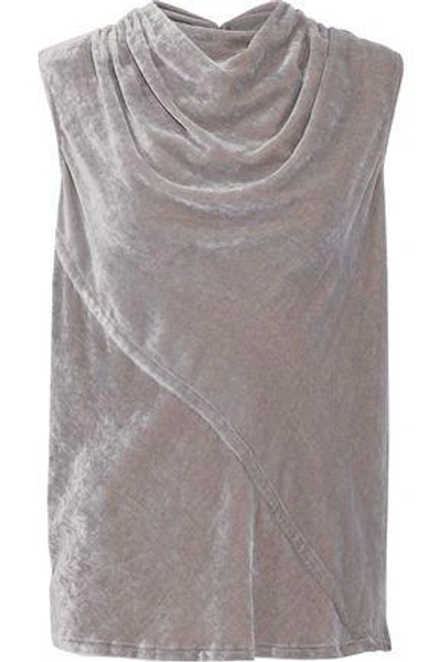 Shop Rick Owens Bonnie Ruched Velvet Top In Taupe
