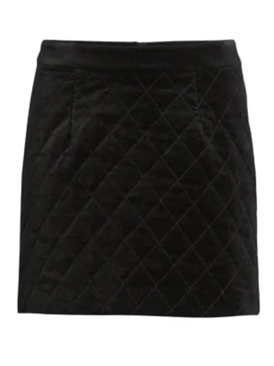 Shop Frame Quilted Velvet Mini Skirt In Noir