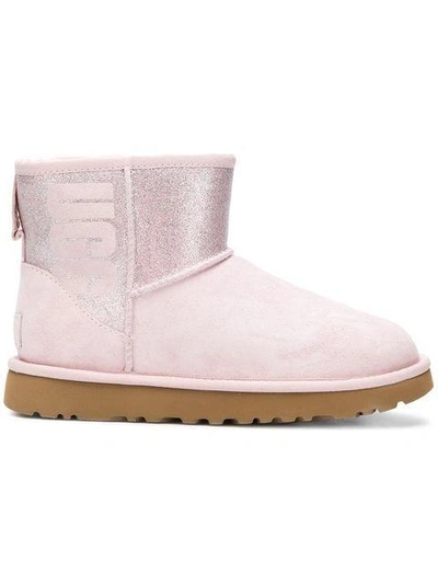 Shop Ugg Classic Mini Logo Sparkle Boots In Pink