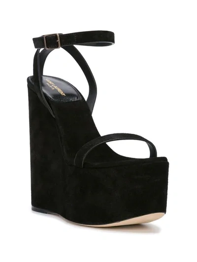 Shop Saint Laurent Espadrille Wedge Sandals In Black