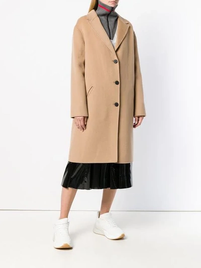 Shop Kenzo Single Breasted Coat In Neutrals