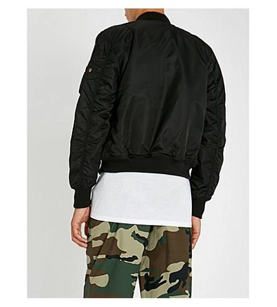 Shop Alpha Industries Ma-1 Badge Embroidered Shell Bomber Jacket In All Black