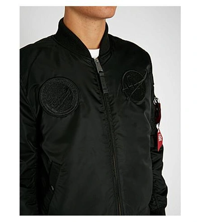 Shop Alpha Industries Ma-1 Badge Embroidered Shell Bomber Jacket In All Black