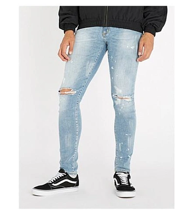 Shop Represent Destroyer Ripped Slim-fit Skinny Jeans In Blue