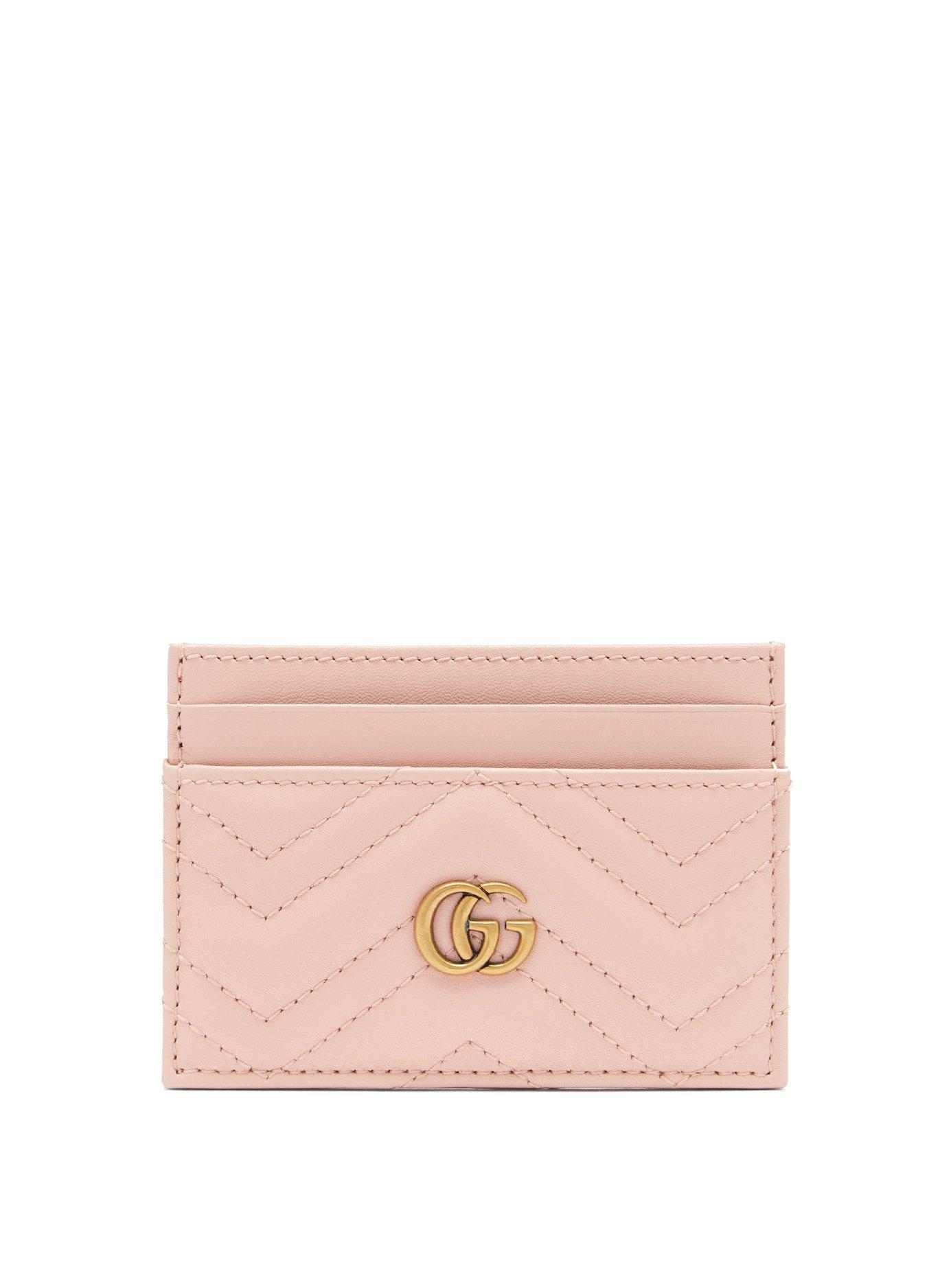 Gucci Gg Marmont Quilted Leather Cardholder In Light Pink | ModeSens