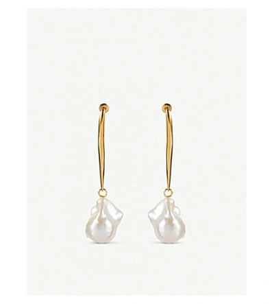 Shop Alexander Mcqueen Stick Brass And Pearl Earrings In Gold