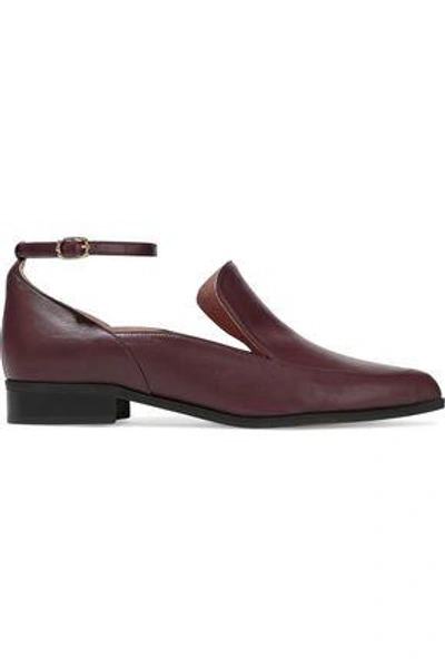 Shop Iris & Ink Woman Tonya Leather Loafers Burgundy