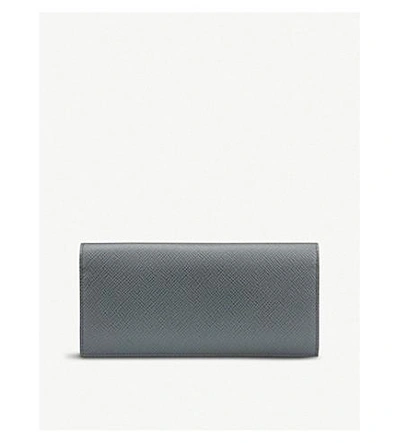 Shop Smythson Panama Leather Slim Coat Wallet With Coat Pocket In Smoke