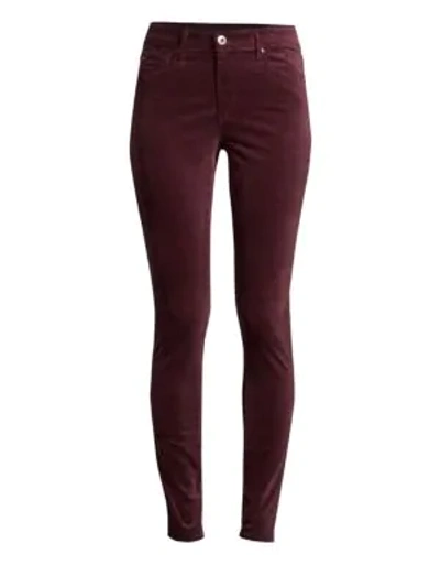 Shop Ag Farrah High-rise Velvet Skinny Pants In Rich Carmine