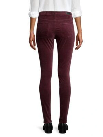 Shop Ag Farrah High-rise Velvet Skinny Pants In Rich Carmine