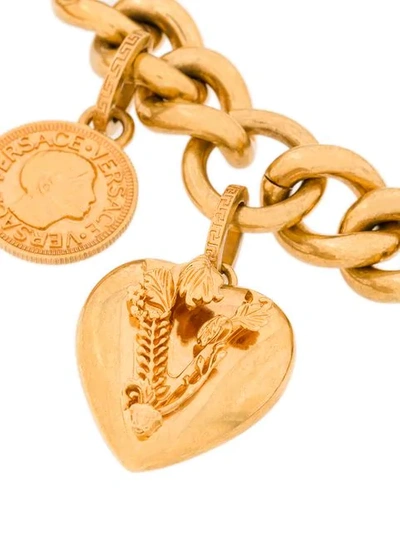 Shop Versace Charm Necklace In Metallic