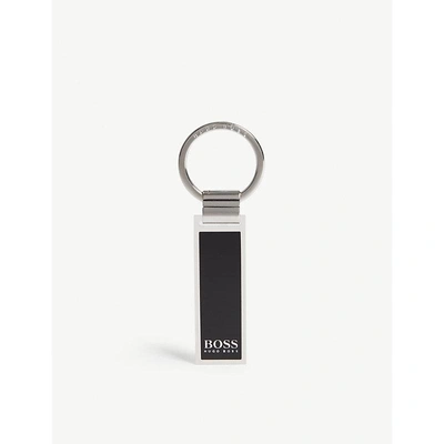 Shop Hugo Boss Majestic Logo Keyring In Silver