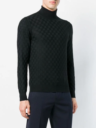 Shop Tagliatore Checkerboard Knit Sweater - Black