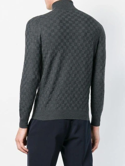 Shop Tagliatore Checkerboard Knit Sweater - Grey