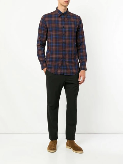 Shop N.hoolywood N. Hoolywood Plaid Long-sleeve Shirt - Pink & Purple