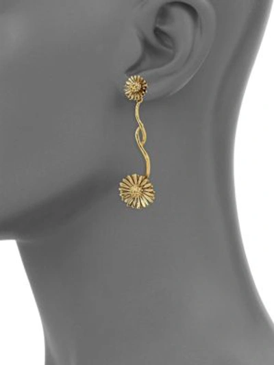 Shop Aurelie Bidermann Athina Floral Single Drop Earring In Gold