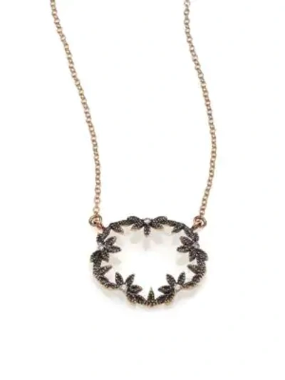 Shop Mizuki Diamond & 14k Blackened Gold Small Open Petal Necklace In Black Gold