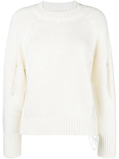 Shop Federica Tosi Distressed Oversized Sweater - White
