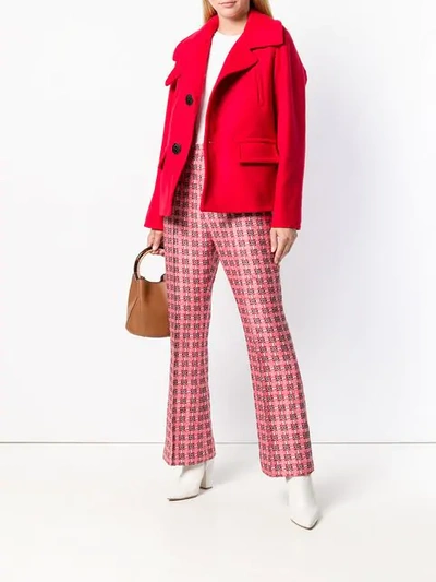 Shop Marni Checked Brocade Trousers In Red