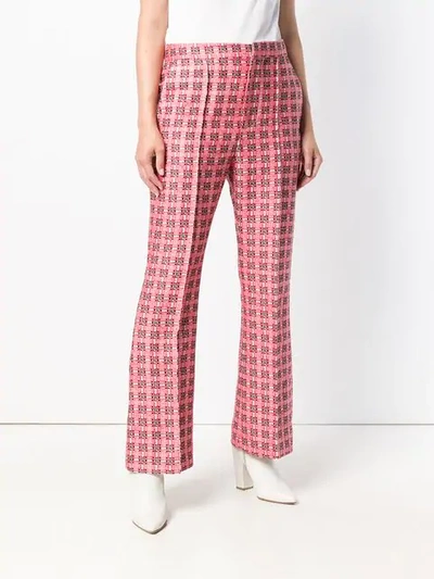 Shop Marni Checked Brocade Trousers In Red