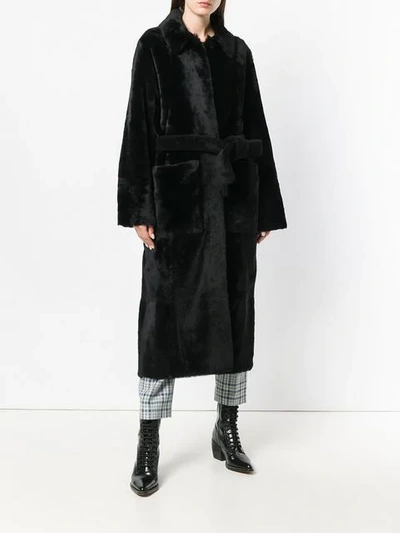 Shop Inès & Maréchal Fur Robe Coat - Black