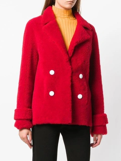 Shop Inès & Maréchal Double Breasted Coat In Red