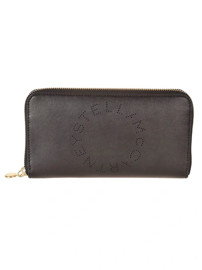 Shop Stella Mccartney Logo Zip Around Wallet In Black