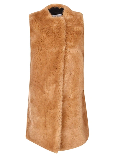 Shop Msgm Fur Coat In Brown