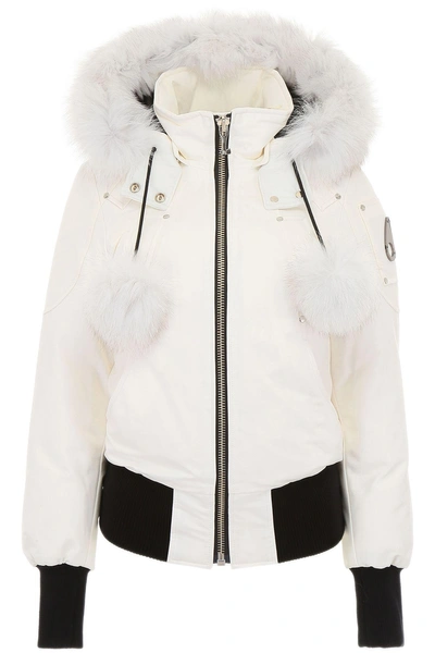 Shop Moose Knuckles Debbie Bomber Jacket In Snow Whitebianco