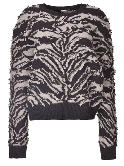 Shop Stella Mccartney Textured Zebra Patterned Sweater In Black/grey