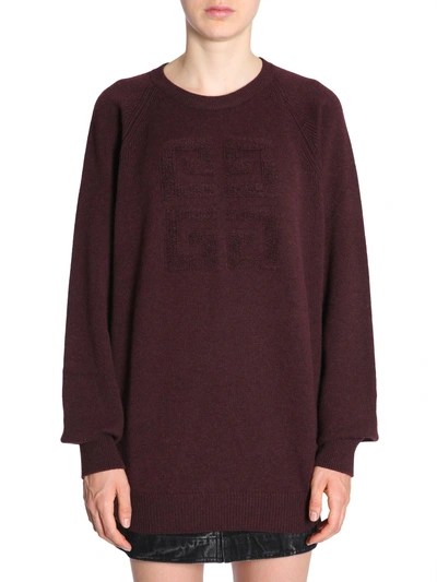 Shop Givenchy 4g Embroidered Sweater In Bordeaux