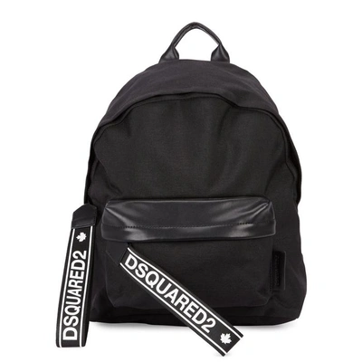 Shop Dsquared2 Black Logo Canvas Backpack