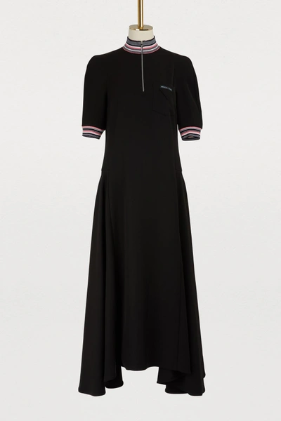 Shop Prada Short Sleeved Long Dress In Black