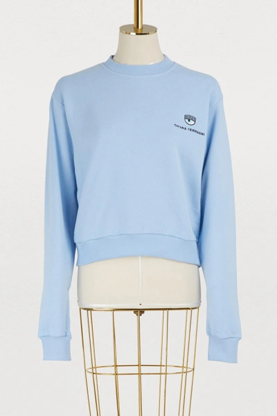 Shop Chiara Ferragni Logo Cotton Sweater In Blue
