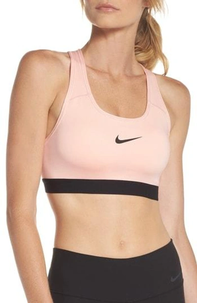 Shop Nike 'pro Classic' Dri-fit Padded Sports Bra In Storm Pink/ Black/ Black