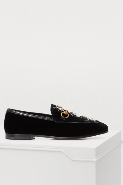 Shop Gucci Jordan Velvet Loafers In Black