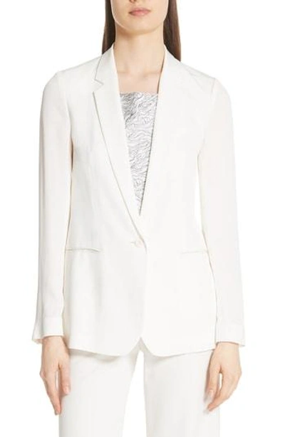Shop Theory Grinson Silk Suit Jacket In Ivory