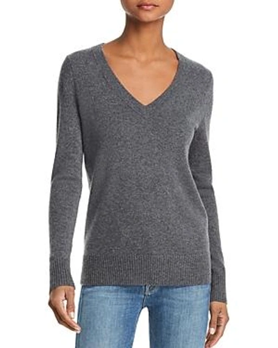 Shop Aqua Cashmere V-neck Cashmere Sweater - 100% Exclusive In Heather Gray