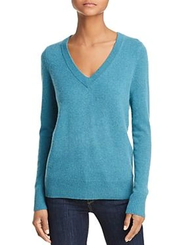 Shop Aqua Cashmere V-neck Cashmere Sweater - 100% Exclusive In Heather Teal