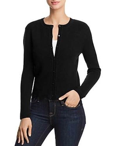 Shop Aqua Cashmere Scalloped Cashmere Cardigan - 100% Exclusive In Black