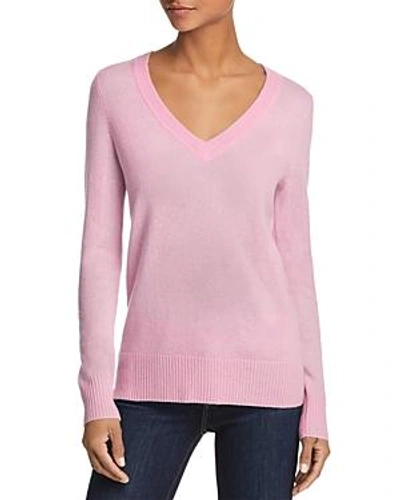 Shop Aqua Cashmere V-neck Cashmere Sweater - 100% Exclusive In Vintage Pink