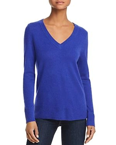Shop Aqua Cashmere V-neck Cashmere Sweater - 100% Exclusive In Marine